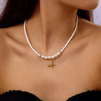 starfish necklace pearl multi-layer stacking necklace nowadaysfashion
