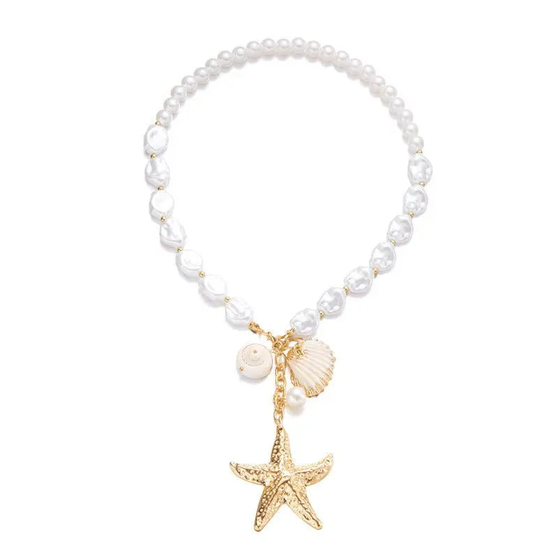 starfish necklace pearl multi-layer stacking necklace - Blade & Thread