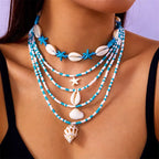 starfish necklace pearl multi-layer stacking necklace nowadaysfashion