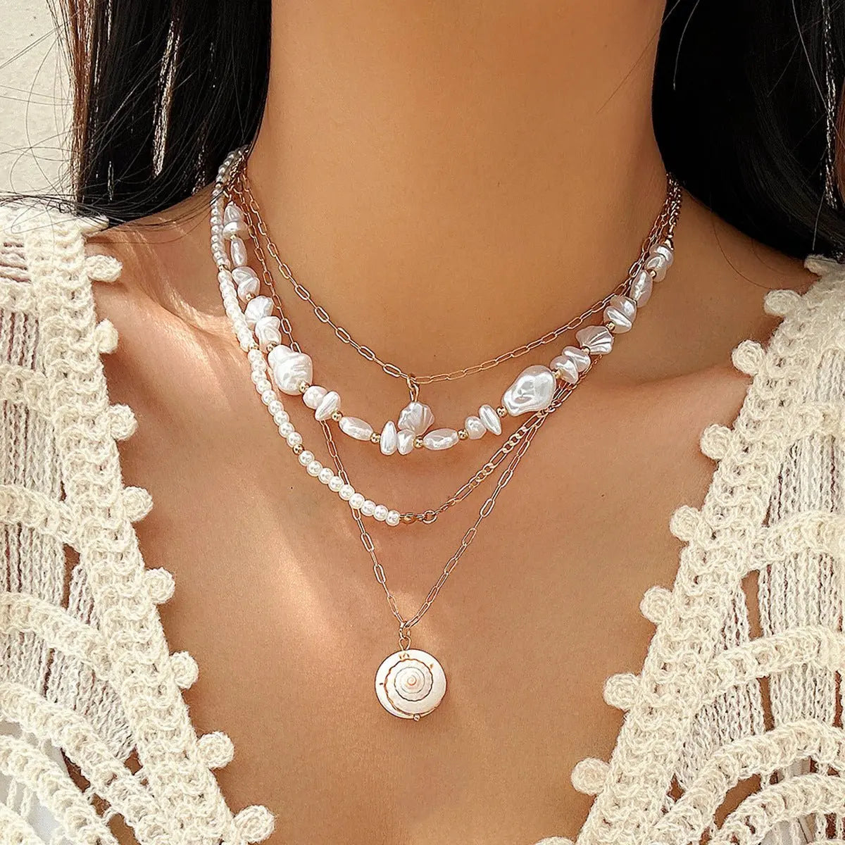 starfish necklace pearl shell necklace - Blade & Thread