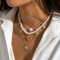 starfish necklace pearl shell necklace nowadaysfashion