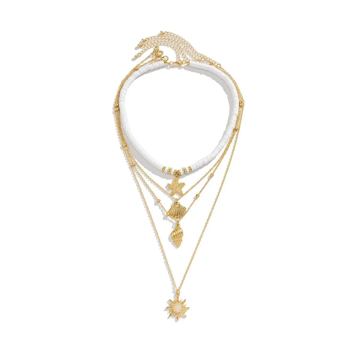 starfish necklace shell conch tassel multi-layer necklace - Blade & Thread