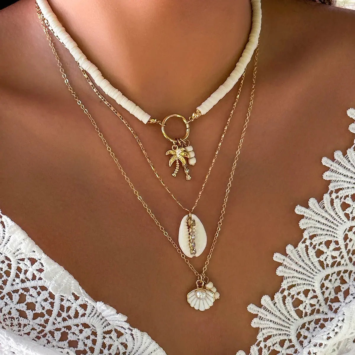 starfish necklace shell conch tassel multi-layer necklace - Blade & Thread