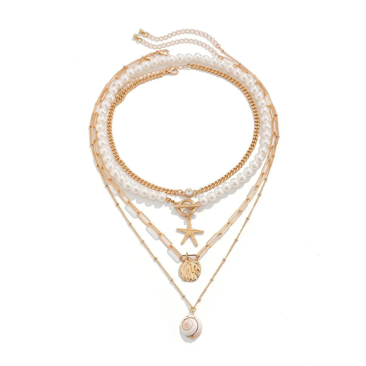 starfish necklace shell conch tassel multi-layer necklace - Blade & Thread