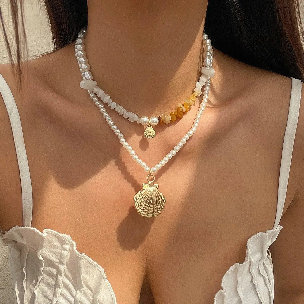 starfish necklace shell conch tassel multi-layer necklace nowadaysfashion