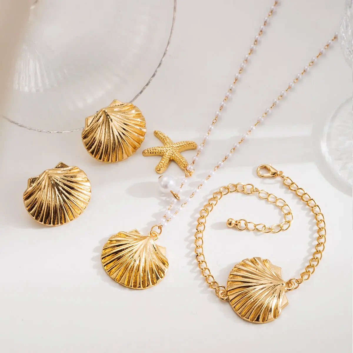 starfish necklace shell pearl light luxury necklace - Blade & Thread
