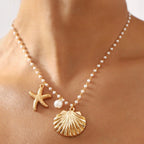starfish necklace shell pearl light luxury necklace nowadaysfashion