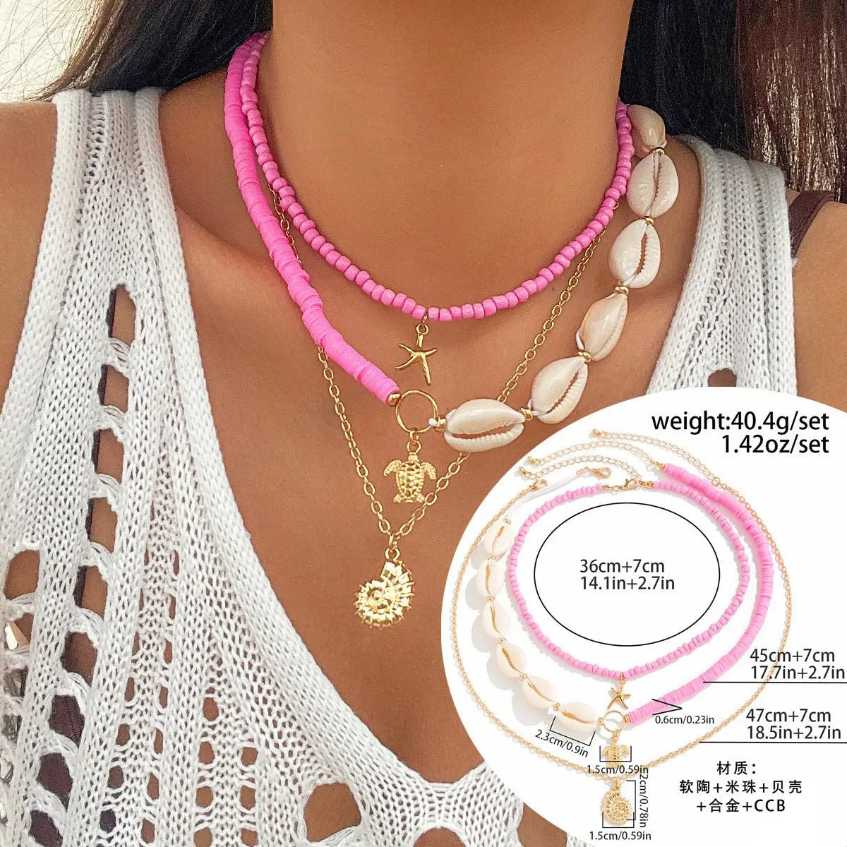 starfish necklace shell rice bead gravel necklace nowadaysfashion