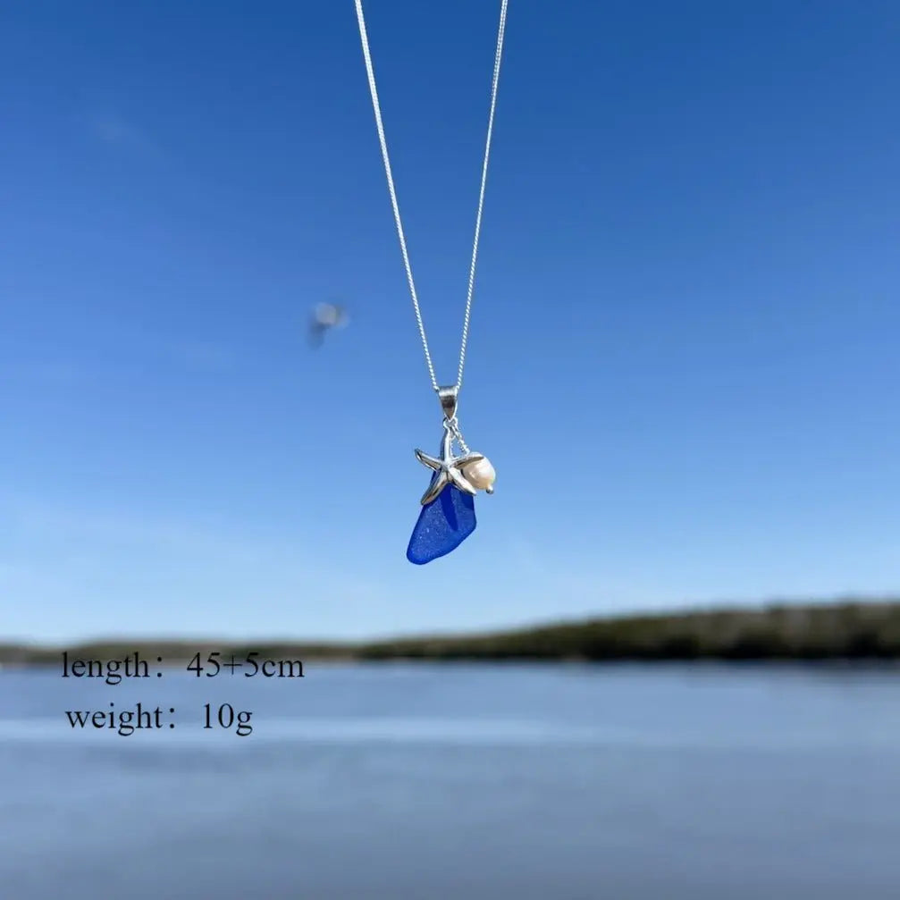 starfish necklace stone chalcedony pearl necklace - Blade & Thread