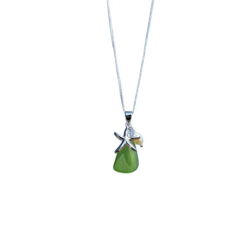 starfish necklace stone chalcedony pearl necklace nowadaysfashion