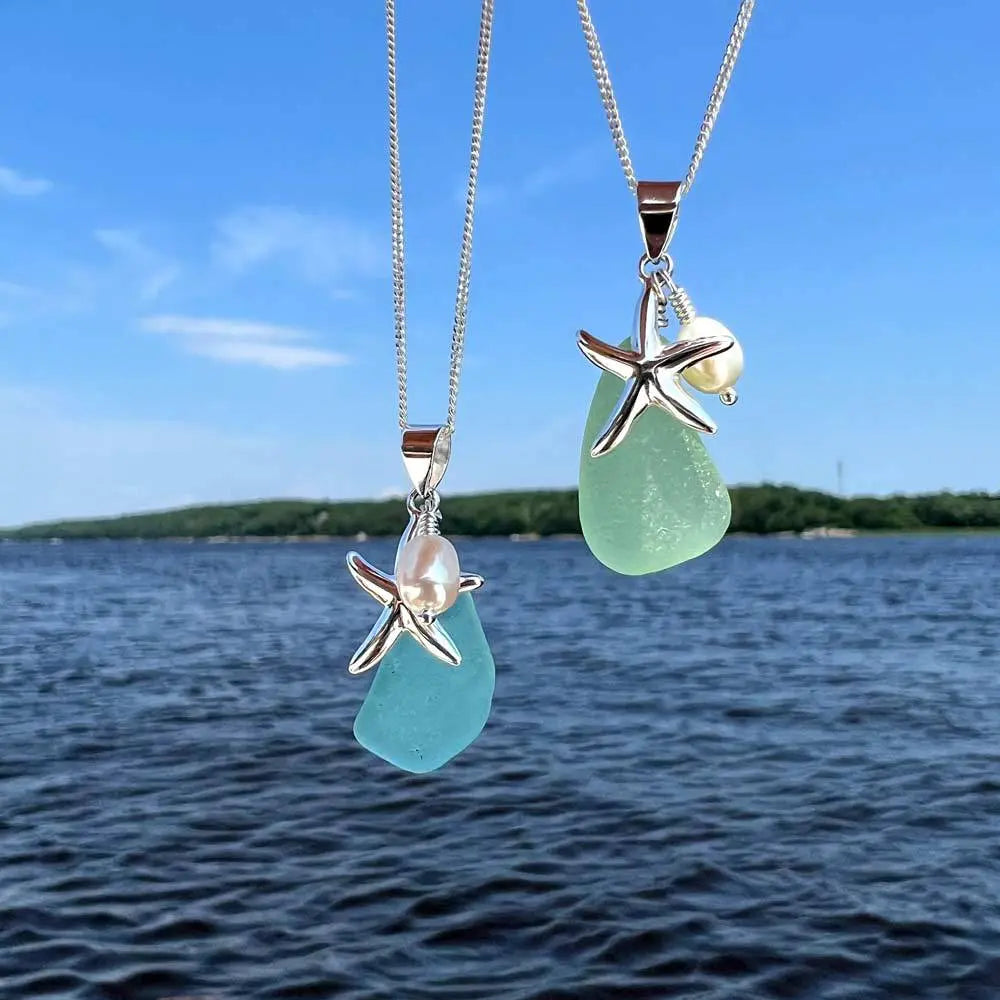 starfish necklace stone chalcedony pearl necklace - Blade & Thread