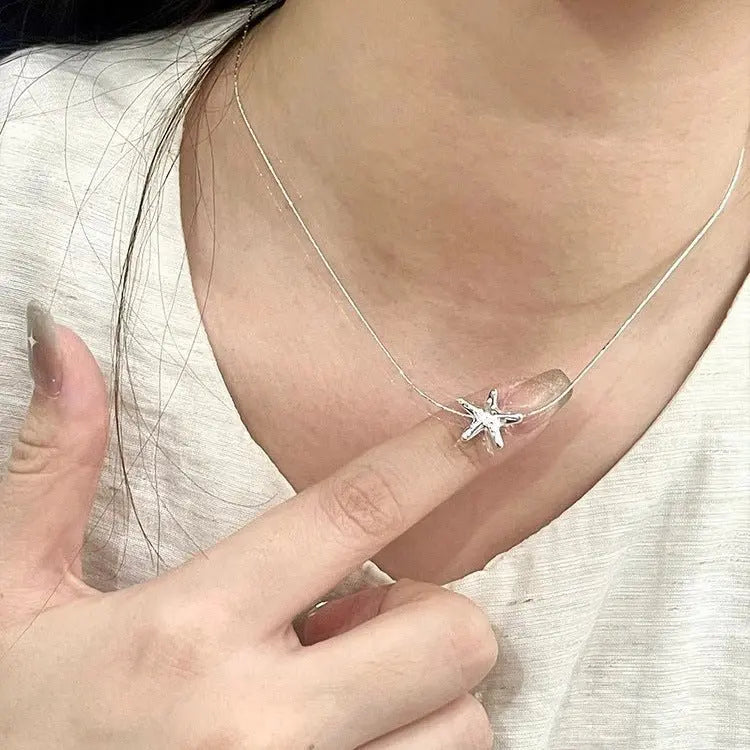 starfish s925 sterling silver lava necklace - Blade & Thread