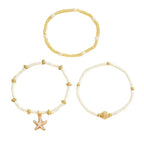 Starfish shell millet beaded anklet three-layer set nowadaysfashion