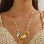 starfish shell necklace colorful rope braided ceramic necklace nowadaysfashion