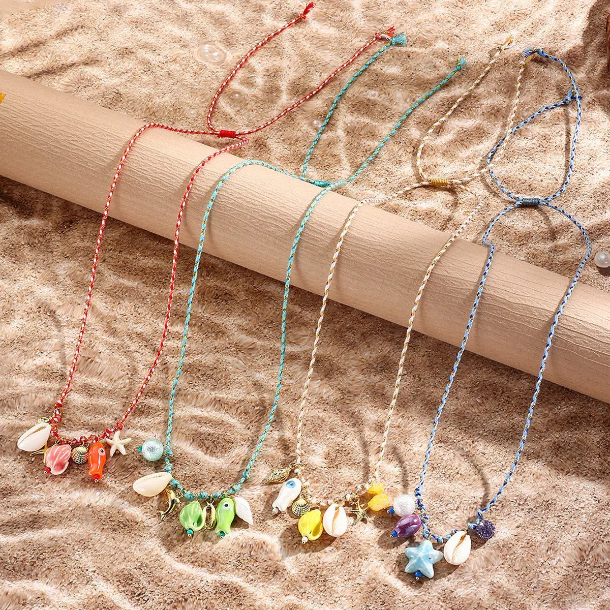 starfish shell necklace colorful rope braided ceramic necklace - Blade & Thread