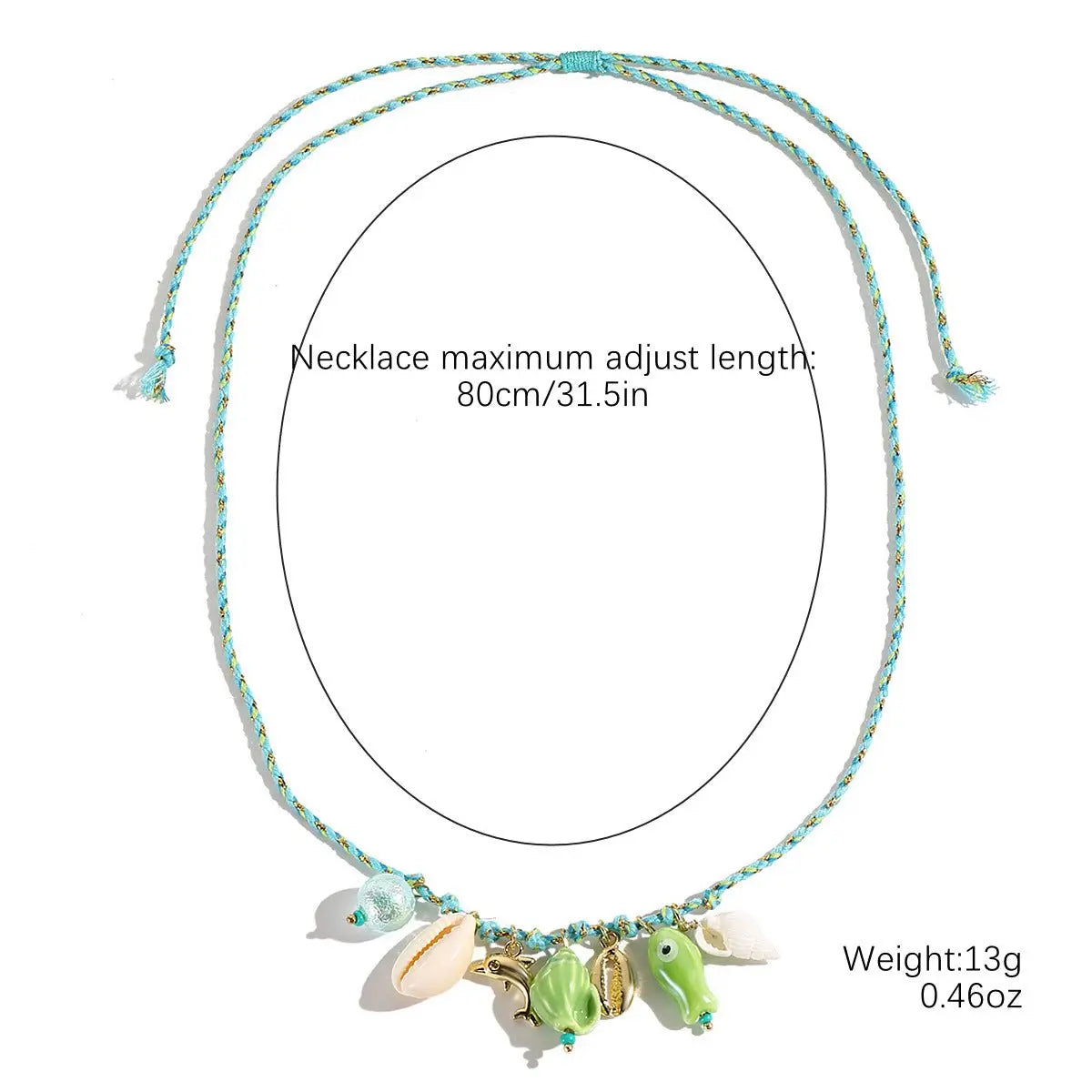 starfish shell necklace colorful rope braided ceramic necklace - Blade & Thread