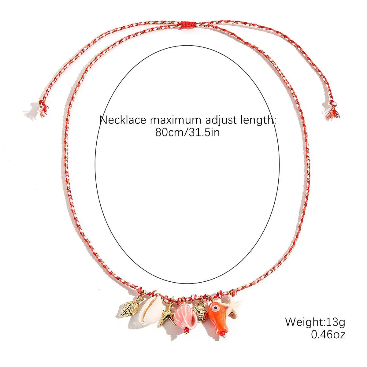 starfish shell necklace colorful rope braided ceramic necklace - Blade & Thread