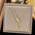 starfish shell necklace double-layer gold necklace nowadaysfashion