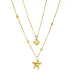 starfish shell necklace double-layer gold necklace nowadaysfashion