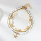 Starfish shell rice bead multi-layer necklace nowadaysfashion
