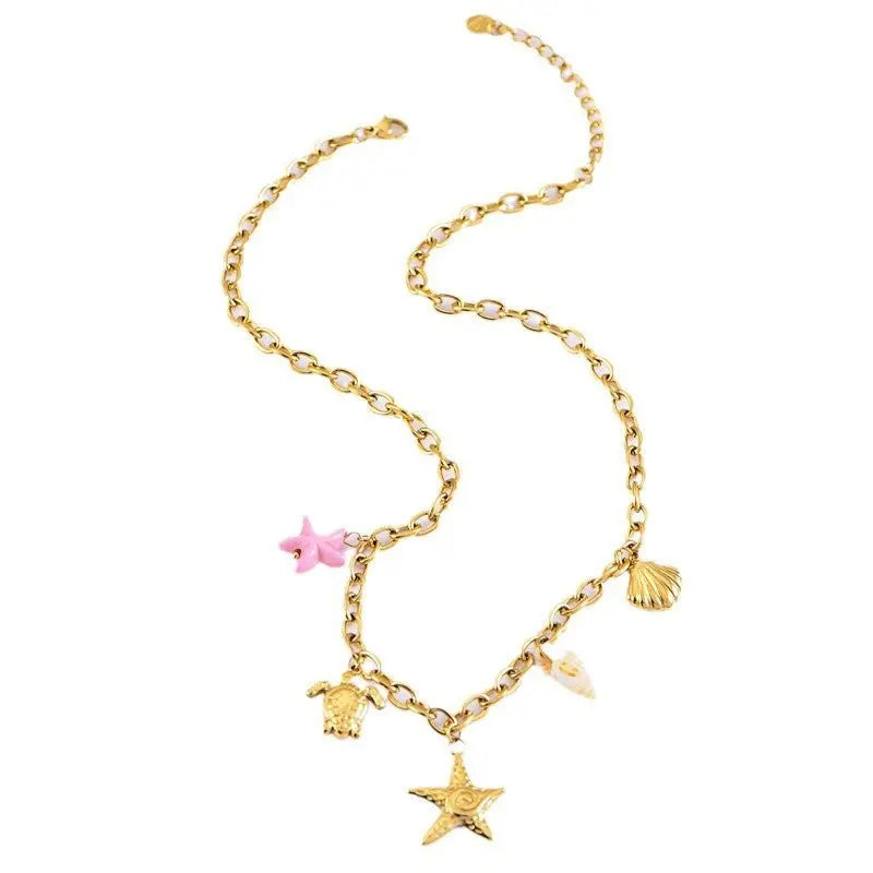 starfish turtle conch gold necklace - Blade & Thread
