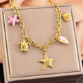 starfish turtle conch gold necklace nowadaysfashion