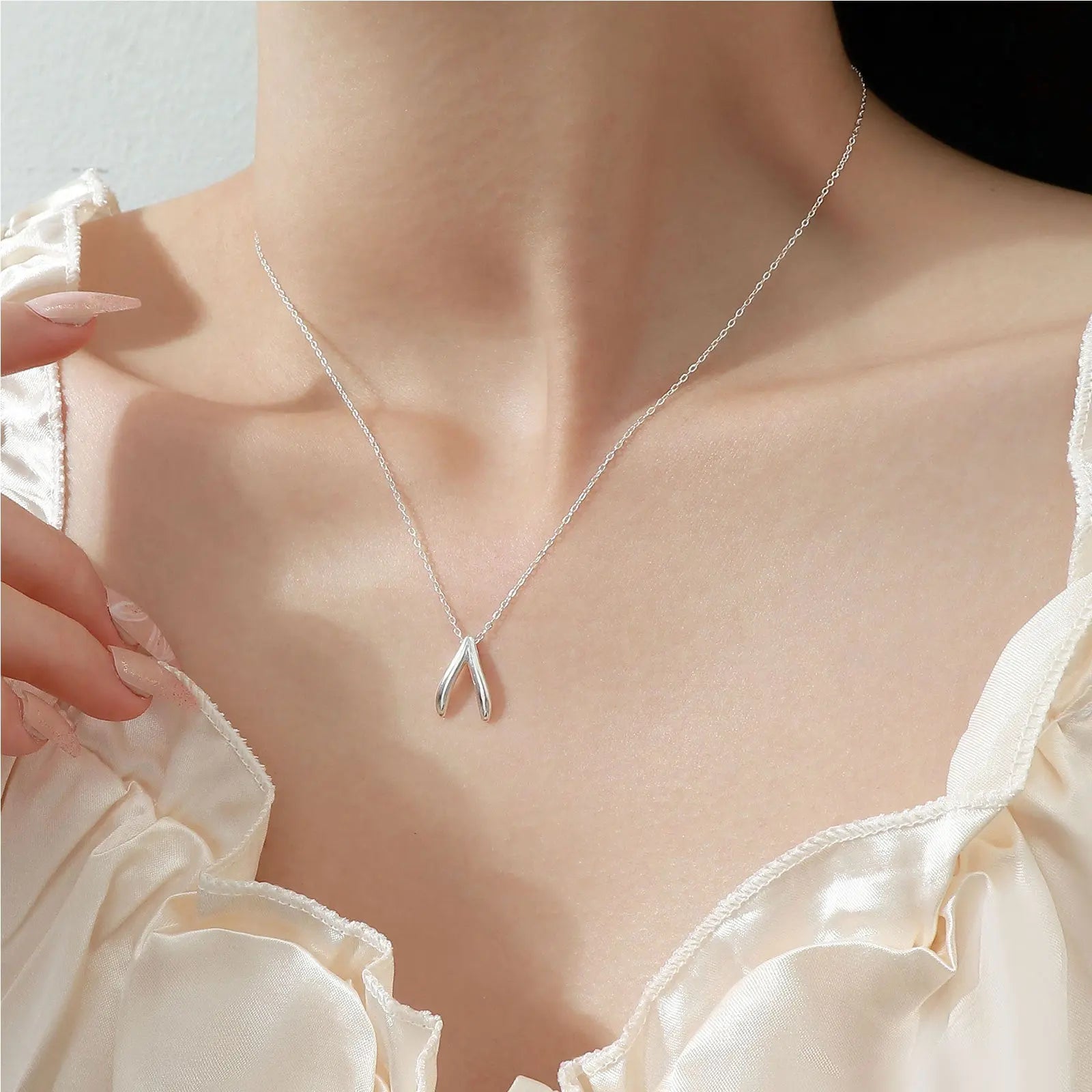 Sterling Silver Wishbone Necklace nowadaysfashion