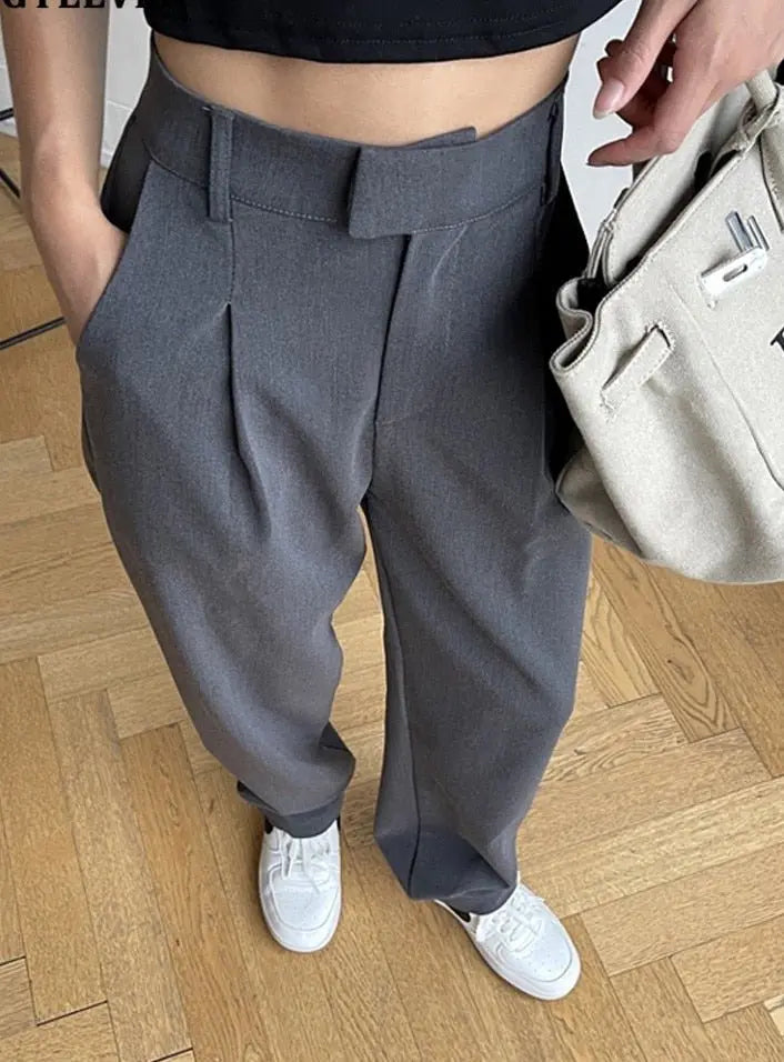 Straight Female Trousers Casual High Waist Women Long Pants - Blade & Thread