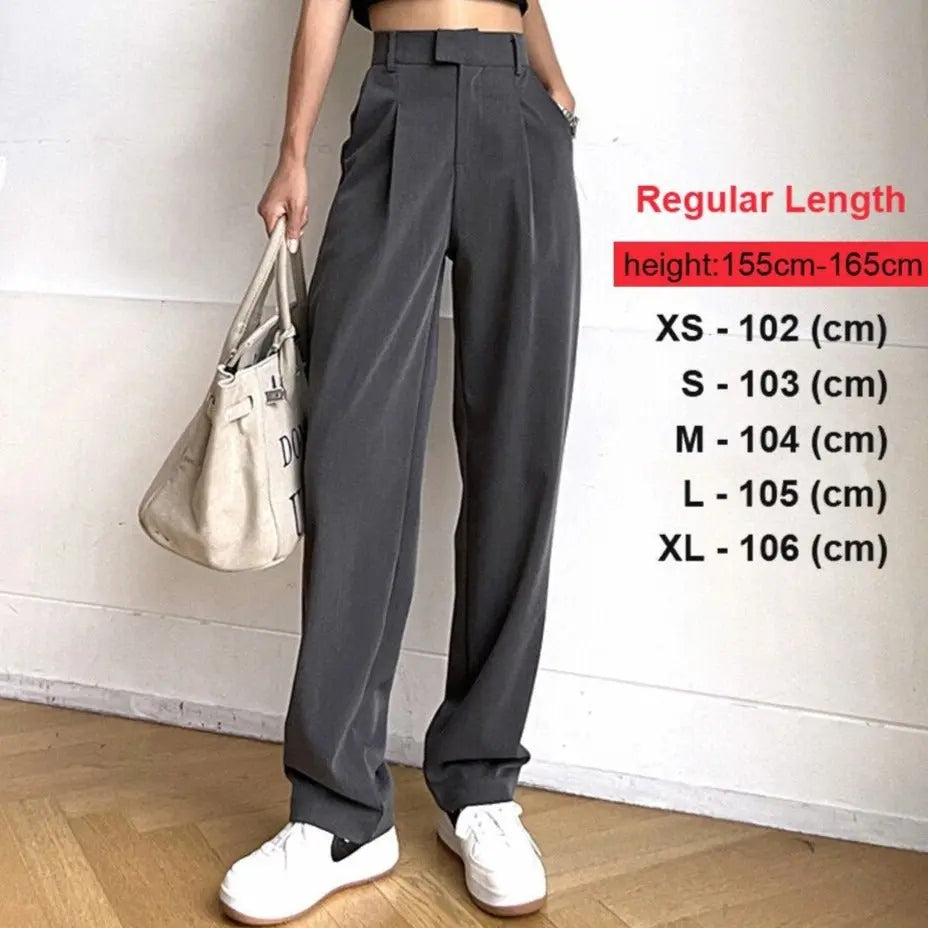 Straight Female Trousers Casual High Waist Women Long Pants - Blade & Thread