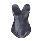 Strapless Velvet Sexy Bodysuit Women Sweetheart Bodycon Backless Lace Up Body V Neck Bodysuits nowadaysfashion
