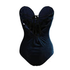 Strapless Velvet Sexy Bodysuit Women Sweetheart Bodycon Backless Lace Up Body V Neck Bodysuits nowadaysfashion