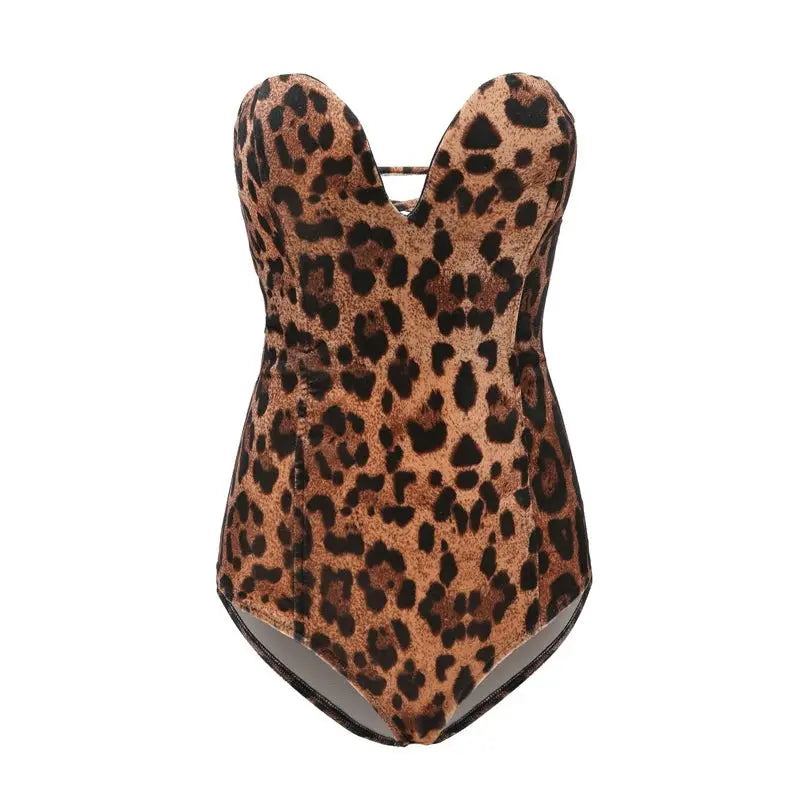 Strapless Velvet Sexy Bodysuit Women Sweetheart Bodycon Backless Lace Up Body V Neck Bodysuits nowadaysfashion
