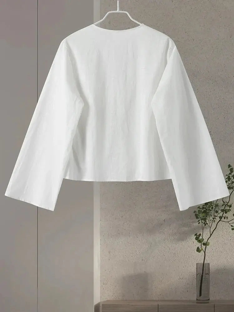 Street Lace Up Shirts Women Sexy Hollow Out V Neck Long Sleeve Femlae T-shirt - Blade & Thread