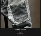 Streetwear 90s Slim Cowboy Grey Stretch Work Wear Splice Long Pants Man nowadaysfashion