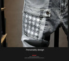 Streetwear 90s Slim Cowboy Grey Stretch Work Wear Splice Long Pants Man nowadaysfashion