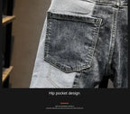 Streetwear 90s Slim Cowboy Grey Stretch Work Wear Splice Long Pants Man nowadaysfashion