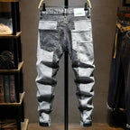 Streetwear 90s Slim Cowboy Grey Stretch Work Wear Splice Long Pants Man nowadaysfashion