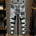 Streetwear 90s Slim Cowboy Grey Stretch Work Wear Splice Long Pants Man nowadaysfashion