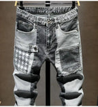 Streetwear 90s Slim Cowboy Grey Stretch Work Wear Splice Long Pants Man nowadaysfashion