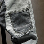 Streetwear 90s Slim Cowboy Grey Stretch Work Wear Splice Long Pants Man nowadaysfashion