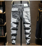Streetwear 90s Slim Cowboy Grey Stretch Work Wear Splice Long Pants Man nowadaysfashion