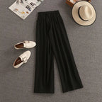 Streetwear Two Piece Set Women Crop Top Shirt Blouse + Wide Leg Pant Suits Vintage Pants Sets nowadaysfashion