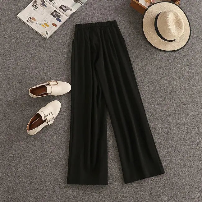Streetwear Two Piece Set Women Crop Top Shirt Blouse + Wide Leg Pant Suits Vintage Pants Sets nowadaysfashion