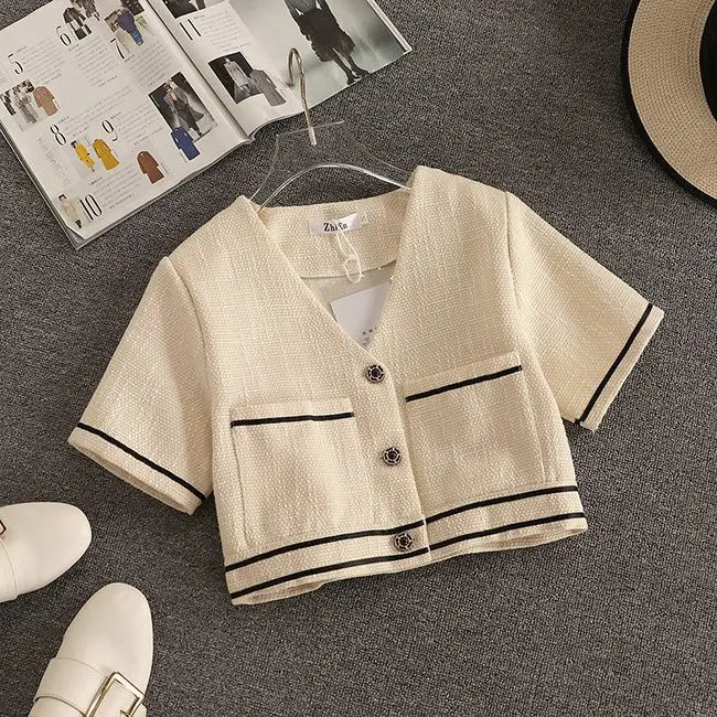 Streetwear Two Piece Set Women Crop Top Shirt Blouse + Wide Leg Pant Suits Vintage Pants Sets - Blade & Thread
