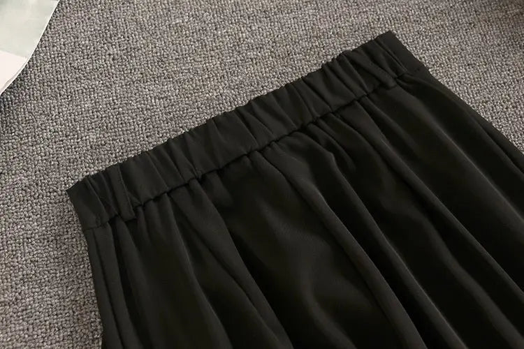 Streetwear Two Piece Set Women Crop Top Shirt Blouse + Wide Leg Pant Suits Vintage Pants Sets - Blade & Thread