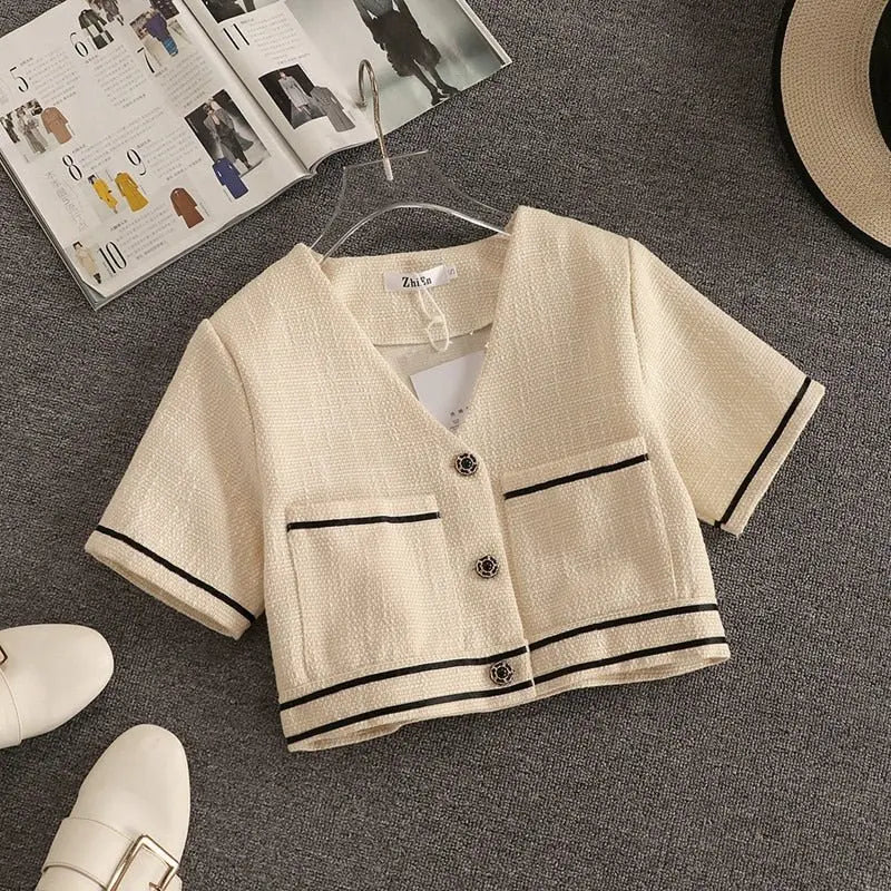 Streetwear Two Piece Set Women Crop Top Shirt Blouse + Wide Leg Pant Suits Vintage Pants Sets - Blade & Thread