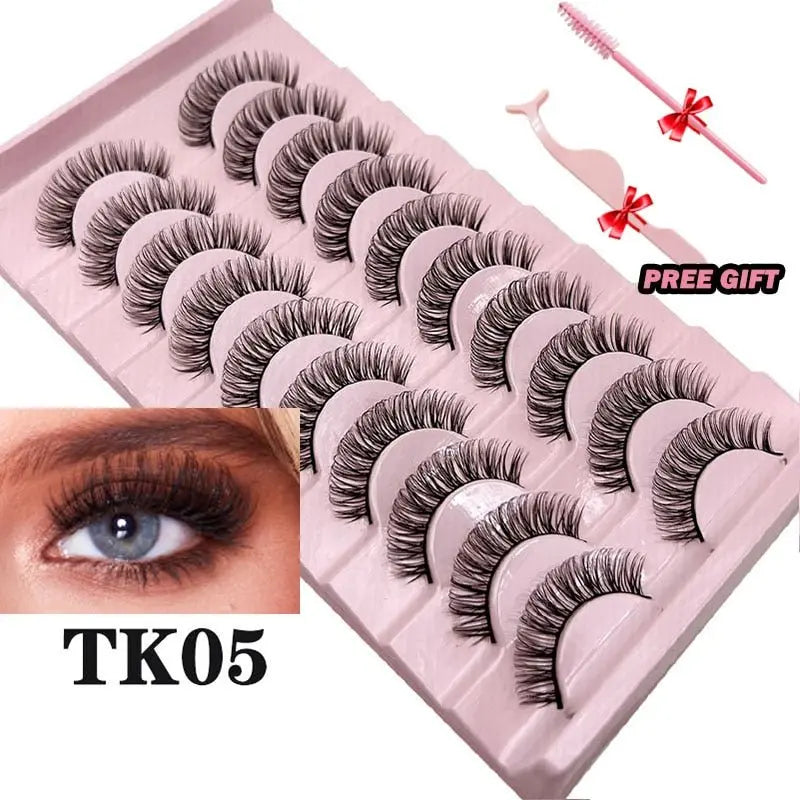 Strip Lashes 10-pairs Fluffy Mink Lashes 3D False Volume Eyelashes - Blade & Thread