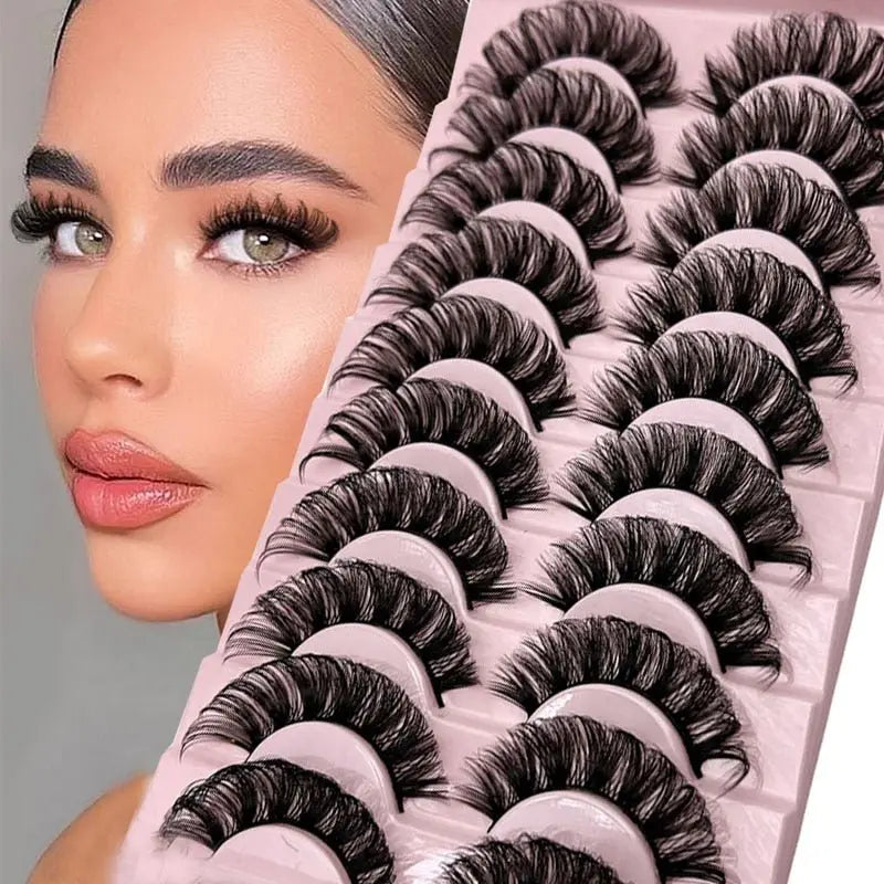 Strip Lashes 10-pairs Fluffy Mink Lashes 3D False Volume Eyelashes - Blade & Thread