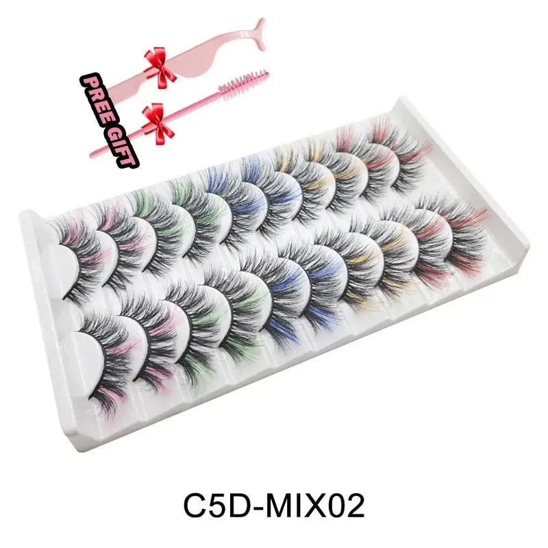 Strip Lashes 10-pairs Fluffy Mink Lashes 3D False Volume Eyelashes - Blade & Thread