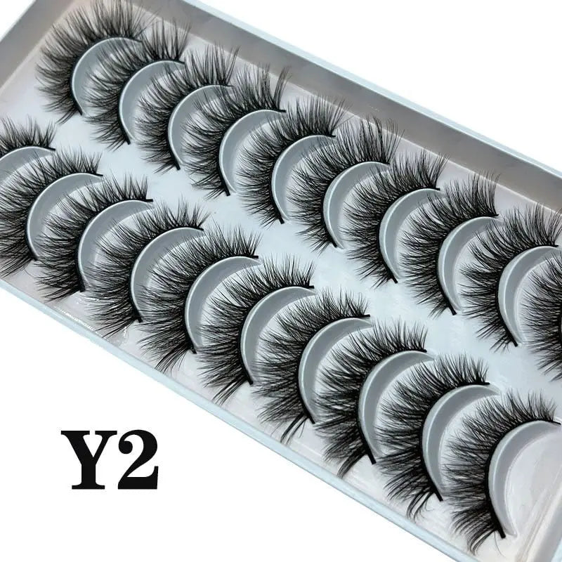 Strip Lashes 10-pairs Fluffy Mink Lashes 3D False Volume Eyelashes - Blade & Thread